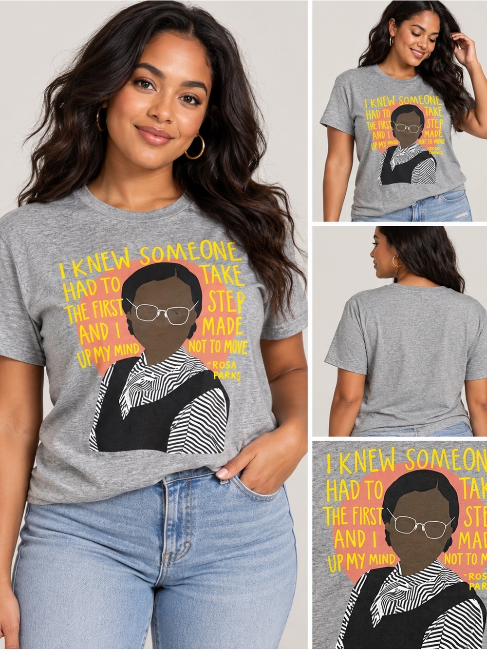 Rosa Parks Graphic Tee Women’s Medium Gray Civil Rights Quote Shirt NWT